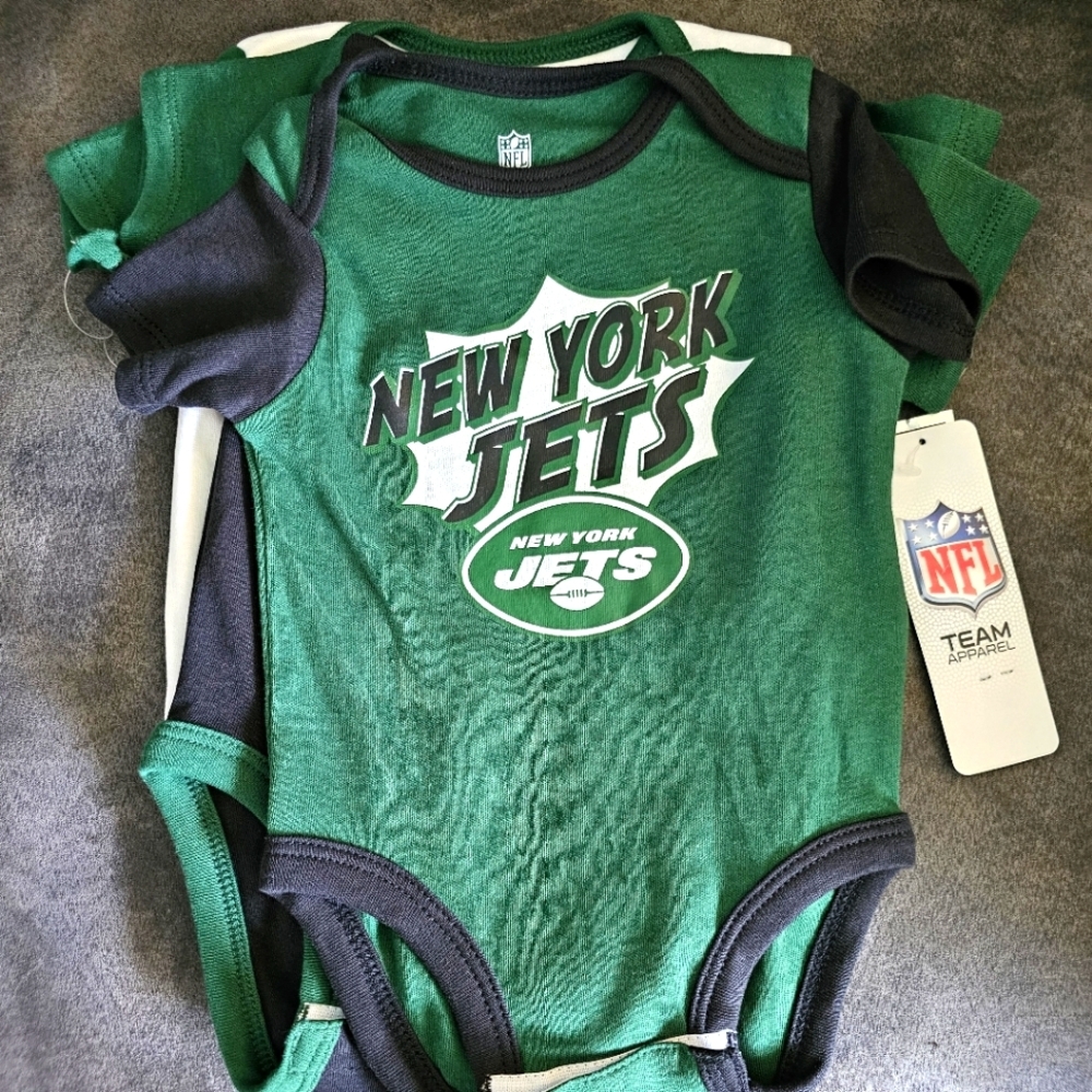 New York Jets Baby Bodysuit 3 Piece Set 0-3 Months Nwt